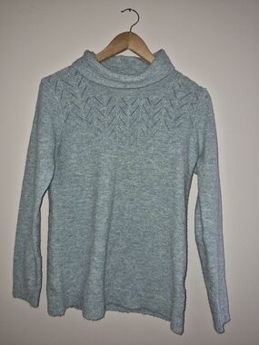 Cozy Light Blue Cowl Neck Sweater - Women's